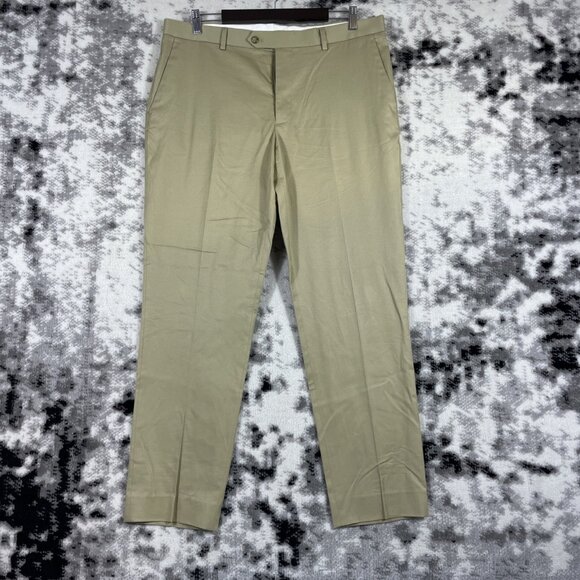 J Crew Bowery Pants Mens Size 35x32 Beige Slim Straight Leg Stretch Office Caree - Picture 1 of 16
